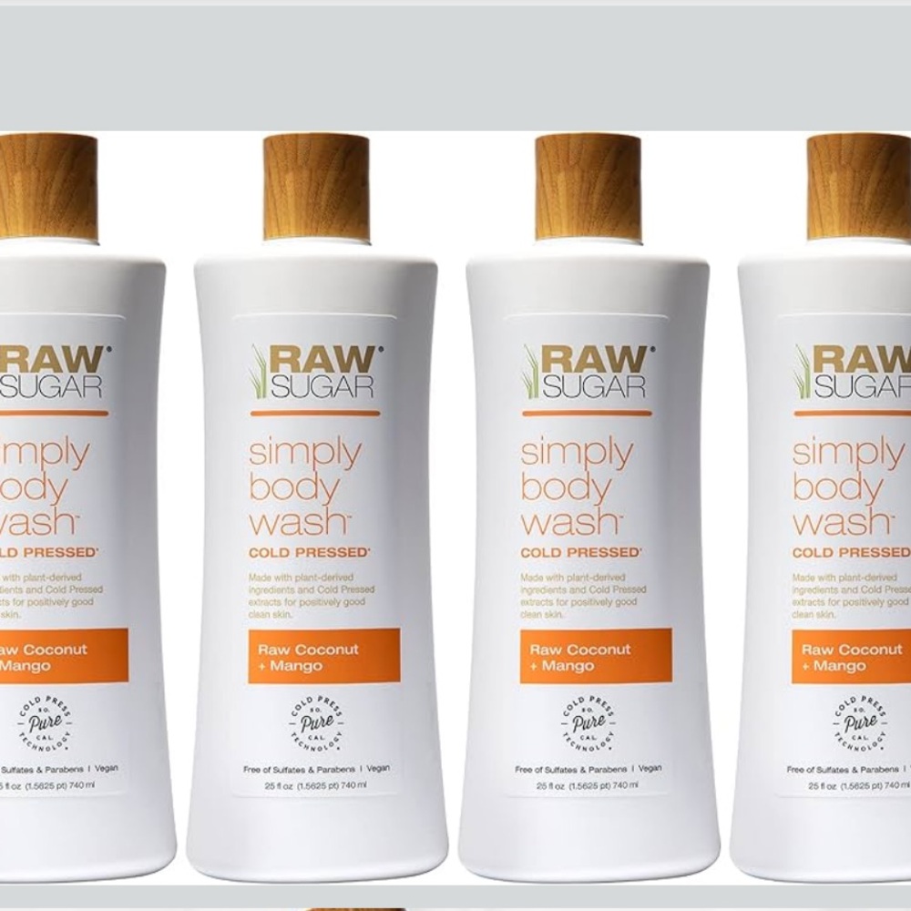 RAW SUGAR Simply Body Wash
Raw Coconut & Mango Bath & Shower Gel 4 PACK MSRP $42